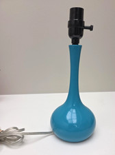 Modern Blue Ceramic Table Lamp Turquoise Teal Accent Lamp 13" No Shade