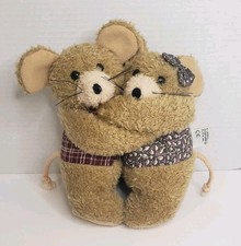 Vintage Van Cleef Hugging Mice Plush - Floral Plaid Outfits - Rare Collectible