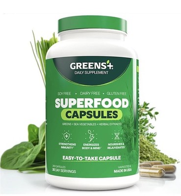 Greens+ Organic Superfood Veggie Capsules | Vegan | Gluten-Free | 240 caps A16