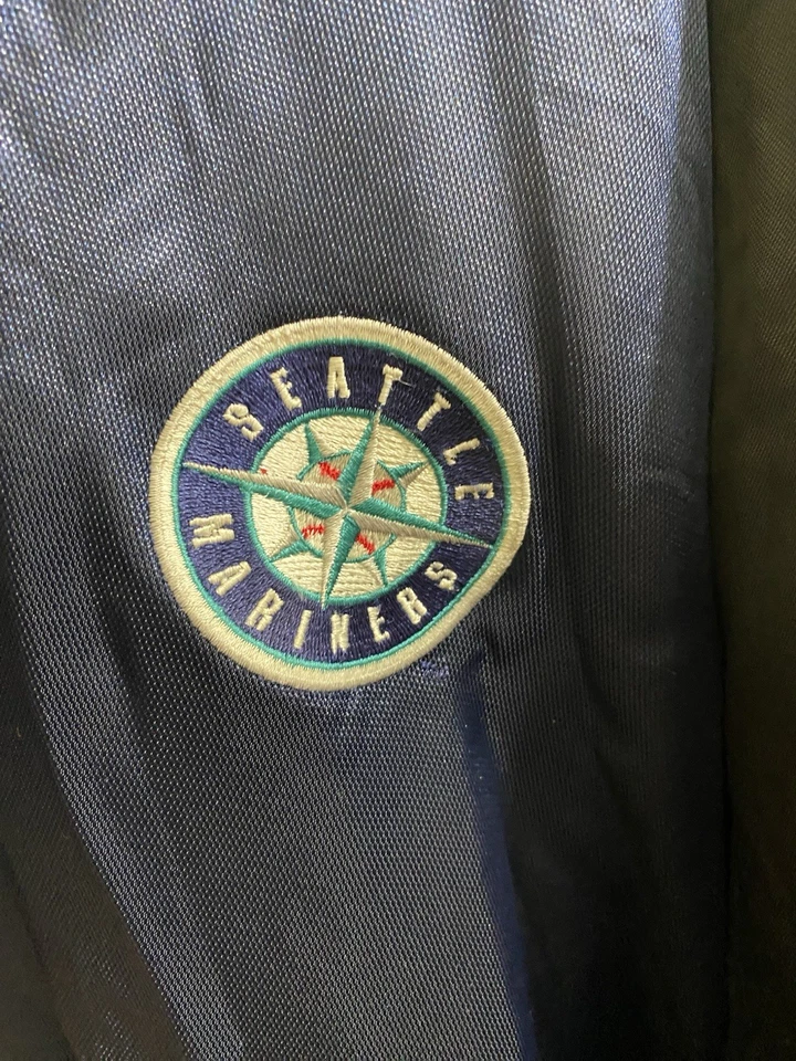 Seattle Mariners VTG Starter Jacket Windbreaker Size L 3/4 Zip Navy Blue MLB - Image 4 of 4