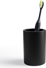 Matte Black Resin Bathroom Tumbler Cup - Matte Black Toothbrush Holder, 4x2.75