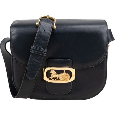 Celine Navy Boxcalf Leather Horse Carriage Triomphe Shoulder Bag Tasche
