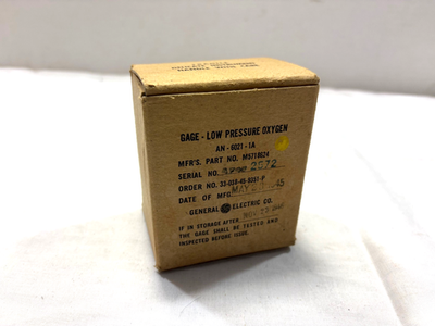WW2 US Aviation Low Pressure Oxygen Gage AN-6021-1A, NOS in Box 1
