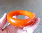Vtg. Bakelite Orange Bangle Bracelet Jewelry Simichrome Tested Tangerine 2.5" w