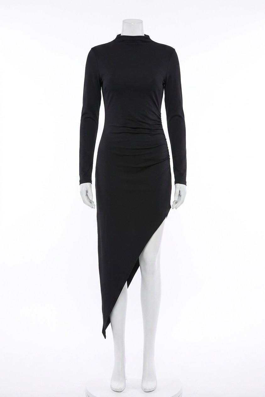 Astr Mock Neck Asymmetrical Dress Size L