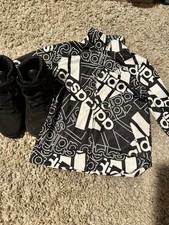 Adidas Boys Matching Outfit Set Hoodie Size 5 High-Top Sneakers Size 13.5C
