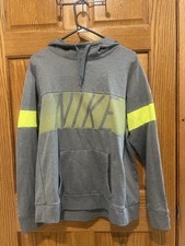 Nike Dri-Fit Hoodie Womens Size Large Neon Green Front Logo