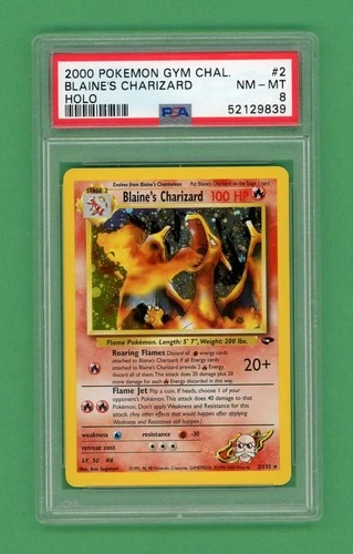 Blaine's Charizard Pokemon Gym Challenge Holo Rare 2/132 PSA 8