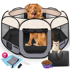 Dog Playpen 45", Pet Playpen for Indoor Cats Enclosed, Portable Dog Cage Outd...