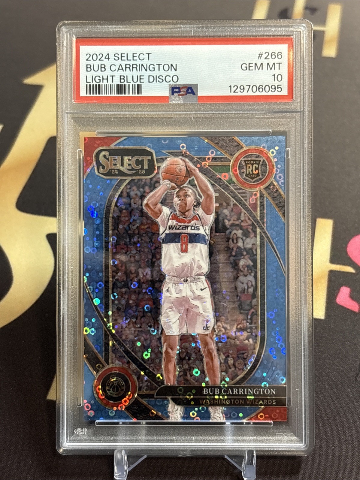 2024-25 Select Bub Carrington Light Blue Disco /99 Courtside PSA 10