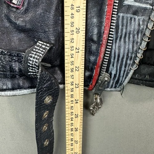 Vintage Leather Sheen Rudimentary Peni Studded Rare Wearable Art Punk Jacket image 6