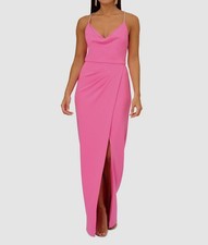 Adrianna Papell Women's Pink Crepe Rhinestone Strap Cowl Neck Dress Size 10