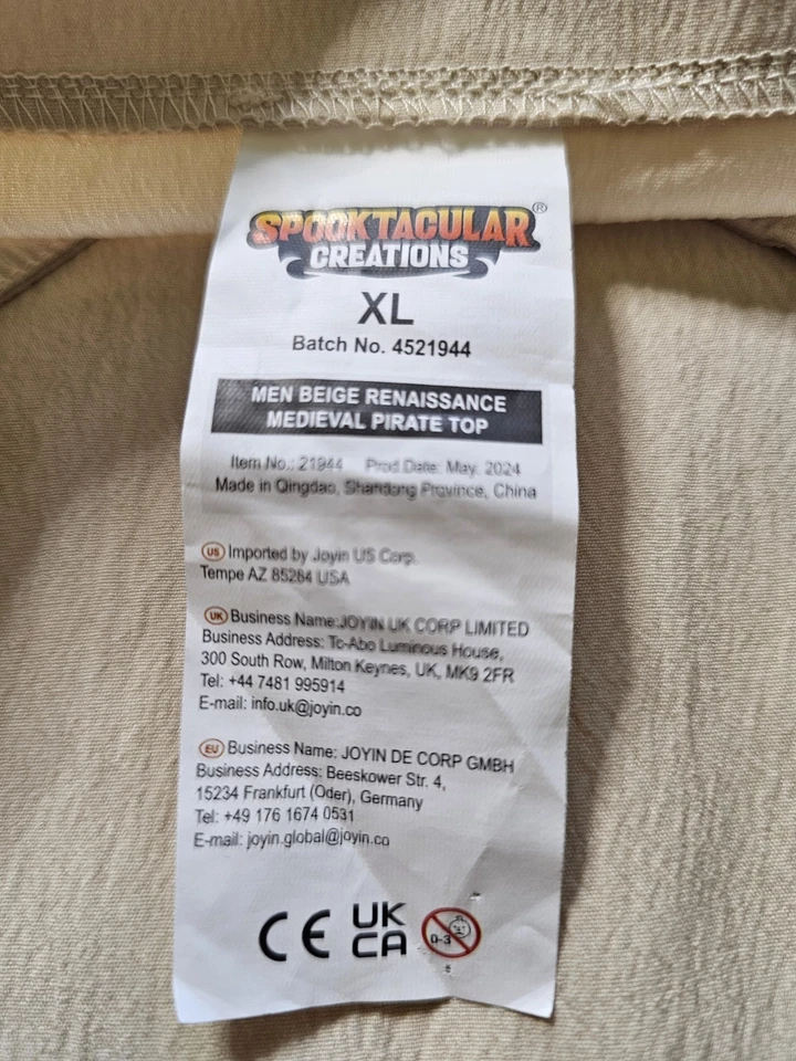 Top pirata medieval renacentista beige para hombre talla XL Foto 3 de 4