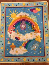 VTG 90  s Y2K Care Bears Hand Made Baby Toddler Quilt Crib Blanket 42 X 34
