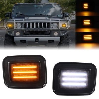 Switchback LED Front Corner Bumper DRL Turn Signal Light For 2003-2009 Hummer H2