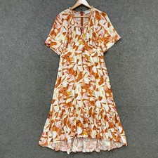 Sussan Dress Womens Size 10 Floral Multicolour Short Sleeve Midi Viscose 27023