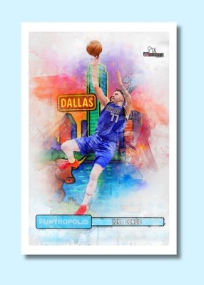 Luka Doncic Mavericks Shot Funtropolis 4x6 Art Photo Print John Rudolph Signed