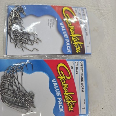 GAMAKATSU 25-Pack Offset Shank Size 1 Bronze Worm Hook (07110-25) 2pk 50 total
