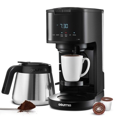 Gourmia 2-in-1 Coffee Maker 12 Cup and Single Serve Coffee Pod Compatible
