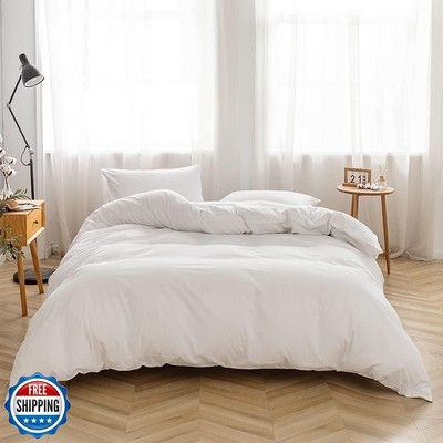 FACE TWO FACE Bedding Duvet Cover Set 3 Pieces 100% Washed Cotton
