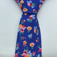POLO RALPH LAUREN Mens Tie Blue Floral Silk Italy Vintage Classic Look 3.5x60