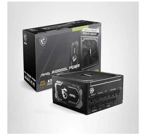 MSI MAG A1000GL PCIE 5 Gaming Power Supply - ATX 3.1 & PCIE 5.1 Sealed
