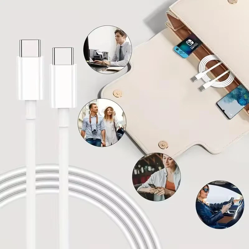 2-Pack OEM 3 Feet Type USB-C to USB-C Cable Fast Charging PD Cord Rapid Charger - Image 2 of 4