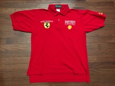 VINTAGE FERRARI OF WASHINGTON POLO SHIRT MENS MEDIUM RED SHELL PIRELLI e