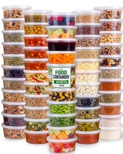 60 Sets 120-Piece 8 oz Deli Food Containers with Lids for Food, Snacks, Tak...