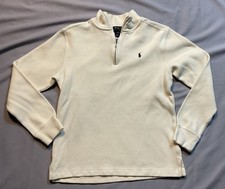 Polo Ralph Lauren Sweater Boys Large 14-16 Off White Knit Quarter Zip Pullover L