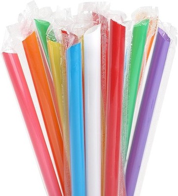 Jumbo Smoothie Straws 100/200 Pcs  Individually Wrapped for Bubble Tea