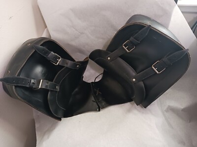 Harley-Davidson Black Real Leather double buckle used saddlebags heavy duty 