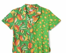 Tabitha Brown Women's Leopard/Orange Print Button-Down Shirt - NWT Size Medium