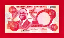 ULTRA-RARE 10 NAIRA 2004 NIGERIA UNC BANKNOTE - FRACTIONAL SERIAL # (Pick-25g.2)