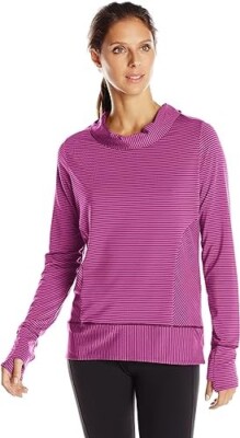 prAna Damen Marin Pullover-Bluse Gestreift Schwarz Plum SMALL