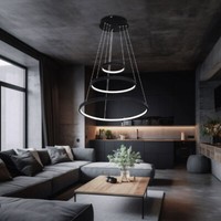 HäNgelampe Esstischlampe Pendelleuchte HöHenverstellbar Led Ringe Dimmbar D 51Cm