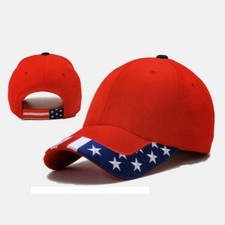 Red American US Flag Pattern Trim USA Patriotic United States Baseball Cap Hat