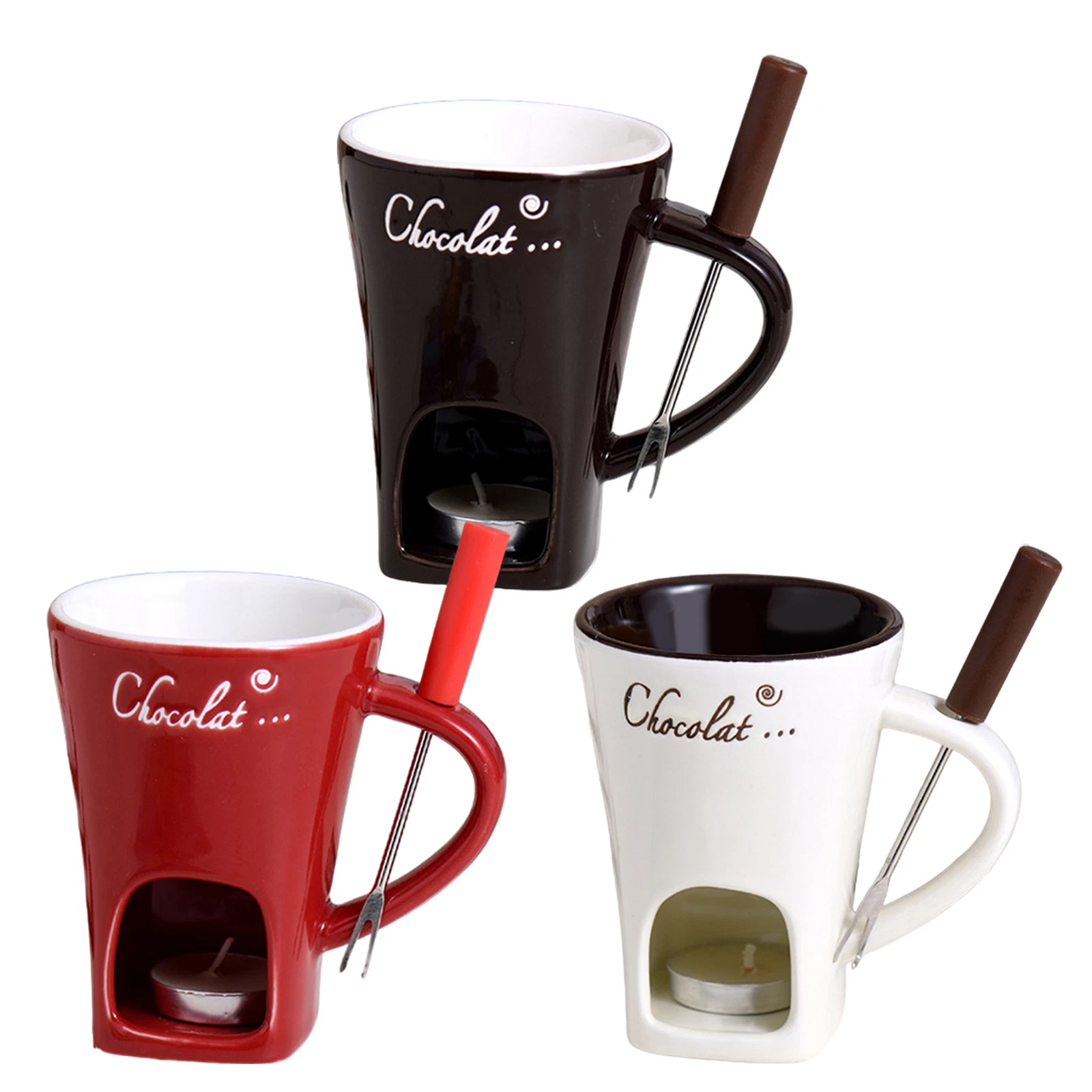 Chocolate Or Cheese Fondue Set Melting Pot Cup Mug with Fork & Tea Light Candle
Opens in a new windo