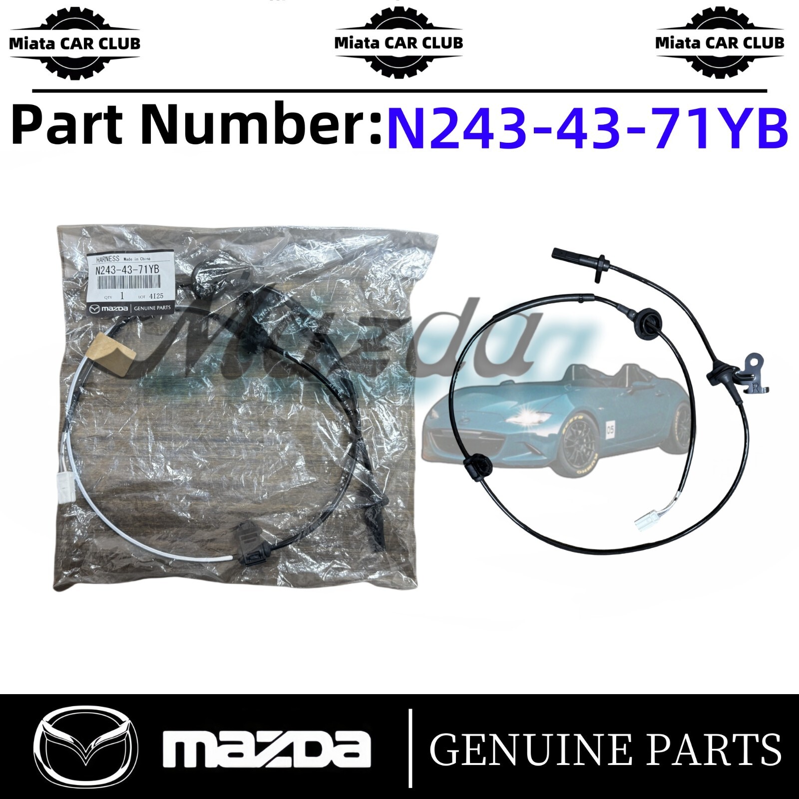 2016-2023 Mazda MX-5 Miata Rear Right ABS Speed Sensor OEM N243-43-71YB