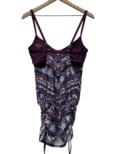 Athleta Wild Bloom Marrakesh Tankini Top/Swim Dress 34 D/DD Purple Geometric - Picture 3 of 5