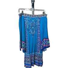 Flying Tomato Boho Off The Shoulder Bell Sleeve Dress Blue Size S