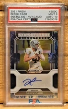 2021 Prizm Derek Carr PSA Mint 9 Auto 10 Sensational Navy Camo 25/25 #SSDC