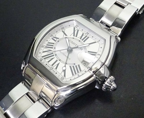 Cartier Roadster XL GMT silver dial 