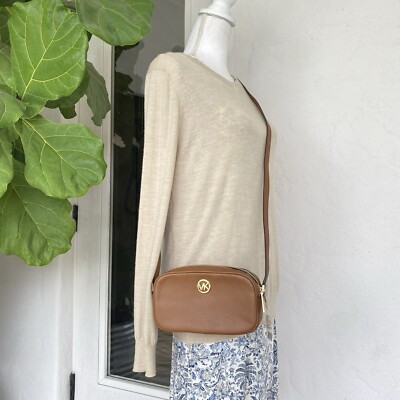 MICHAEL KORS Fulton Double Zip Leather Crossbody Bag