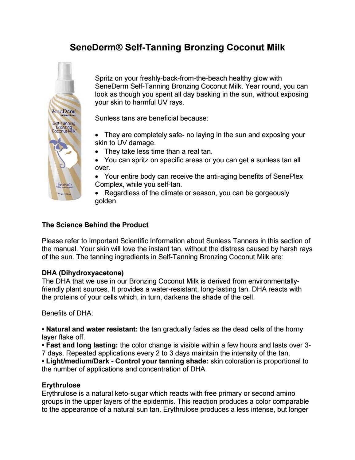 SeneDerm By SeneGence SelfTanning Bronzing Coconut milk. eBay