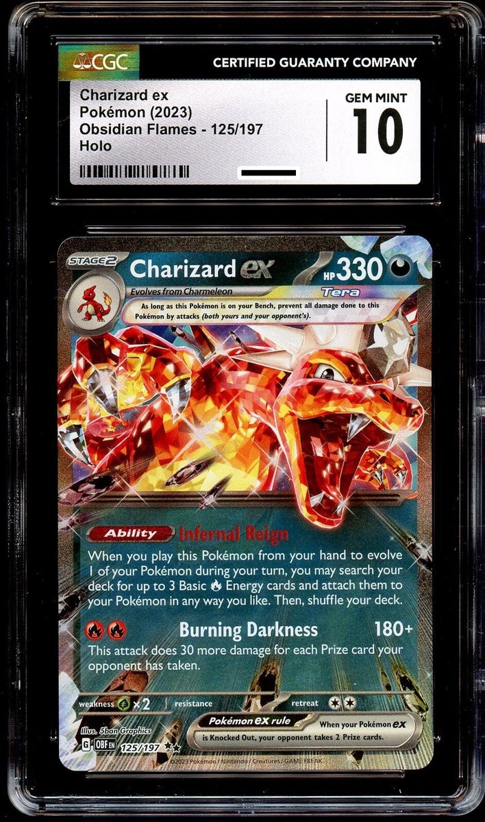CGC 10 GEM MINT Charizard Ex 125/197 HOLO RARE Obsidian