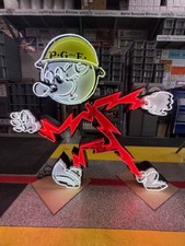 Reddy Kilowatt HUGE NEON PG&E STEEL ENAMEL CHARACTER FULL 6' TALL & 6' WIDE!