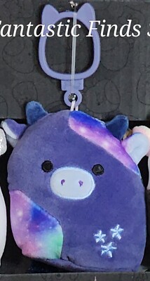 Squishmallows Select Series Rivka the Purple Galaxy Cow Clip-On 3'' NWT Keychain
