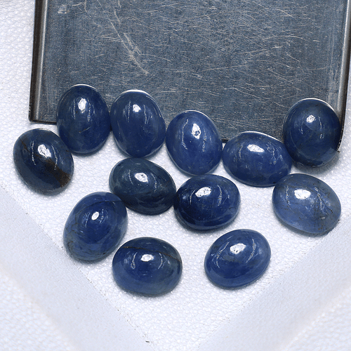 Zafiro azul natural 12 piezas piedras preciosas cabujón ovalado de alta calidad 7,6-8 mm sin tratar - Imagen 8 de 14
