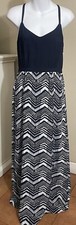 J. Crew Sleeveless Maxi Dress Size 2 Navy Blue, Racer back Dress, Printed Skirt